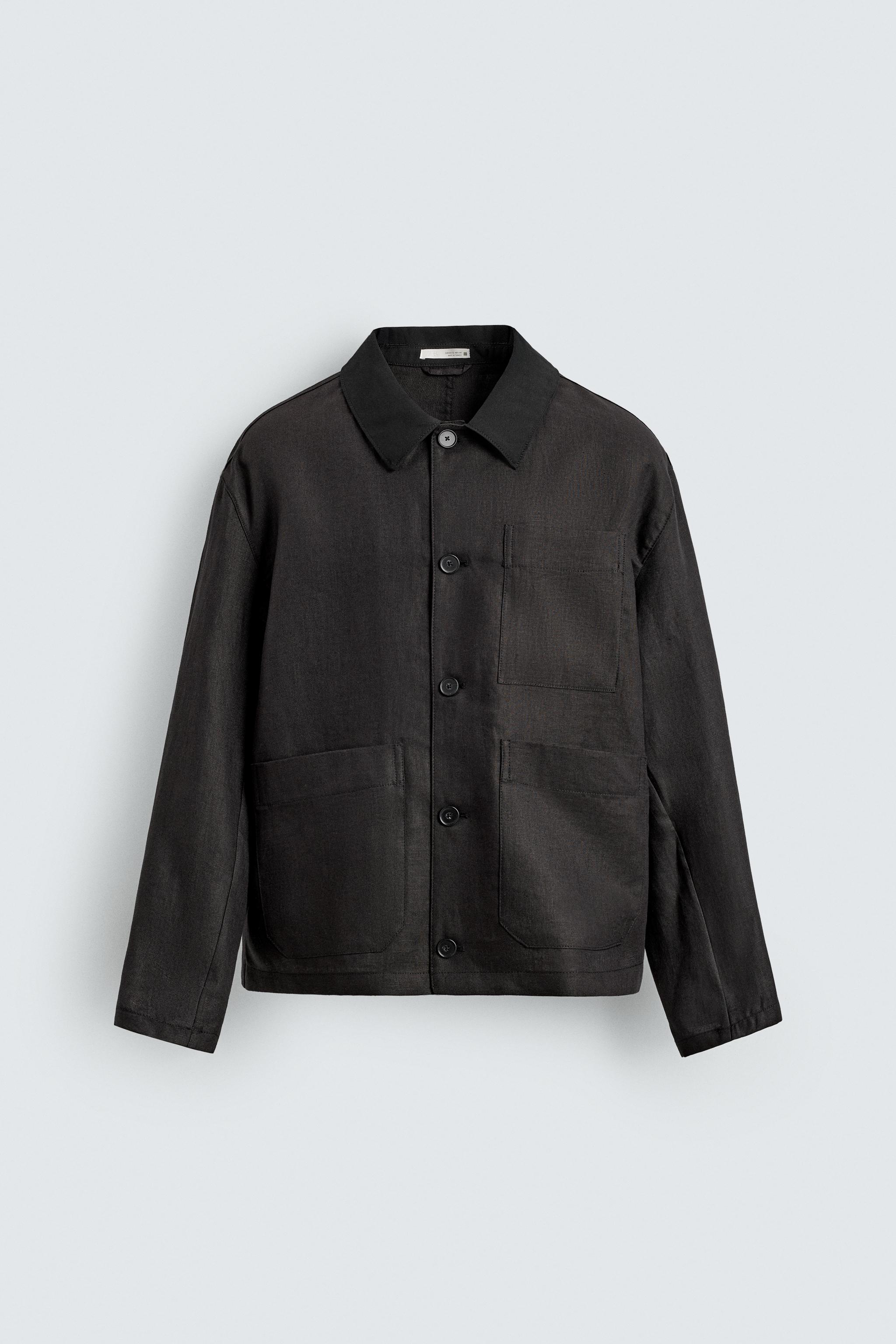 RELAXED FIT LINEN BLEND COTTON OVERSHIRT
